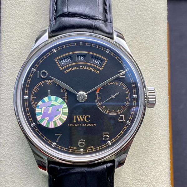 IWC Portuguese Real PR Real Annual Calendar IW503502  ZF Factory 1:1 Best Edition Black Dial on Black Leather Strap A52850 - Best Replica Watches Store For Sale!