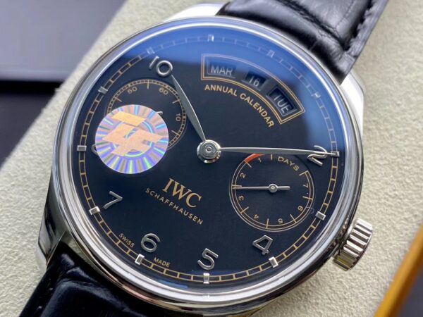 IWC Portuguese Real PR Real Annual Calendar IW503502  ZF Factory 1:1 Best Edition Black Dial on Black Leather Strap A52850 - Best Replica Watches Store For Sale!