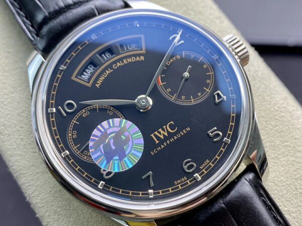 IWC Portuguese Real PR Real Annual Calendar IW503502  ZF Factory 1:1 Best Edition Black Dial on Black Leather Strap A52850 - Best Replica Watches Store For Sale!