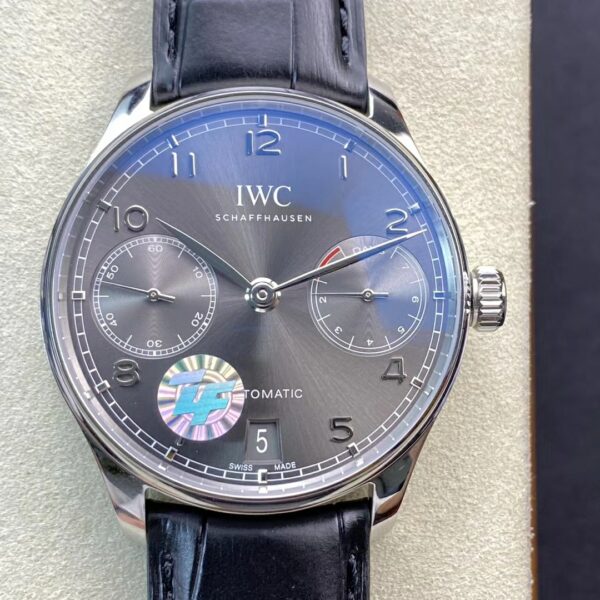 IWC Portuguese Real PR IW500106  ZF Factory 1:1 Best Edition Gray Dial on Black Leather Strap A52010 V5 - Best Replica Watches Store For Sale!