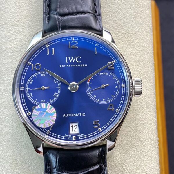 IWC Portuguese Real PR IW500710  ZF Factory 1:1 Best Edition Blue Dial on Black Leather Strap A52010 V5 - Best Replica Watches Store For Sale!