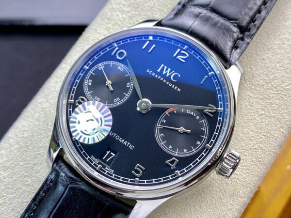 IWC Portuguese Real PR IW500107  ZF Factory 1:1 Best Edition Black Dial on Black Leather Strap A52010 V5 - Best Replica Watches Store For Sale!