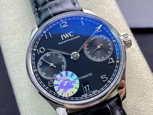 IWC Portuguese Real PR IW500107  ZF Factory 1:1 Best Edition Black Dial on Black Leather Strap A52010 V5 - Best Replica Watches Store For Sale!