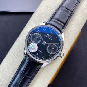 IWC Portuguese Real PR IW500107  ZF Factory 1:1 Best Edition Black Dial on Black Leather Strap A52010 V5 - Best Replica Watches Store For Sale!