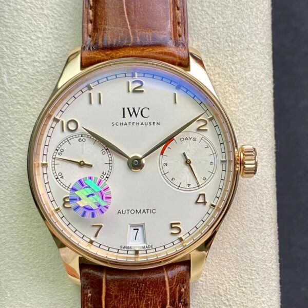 IWC Portuguese Real PR RG IW500113  ZF Factory 1:1 Best Edition White Dial on Brown Leather Strap A52010 V5 - Best Replica Watches Store For Sale!