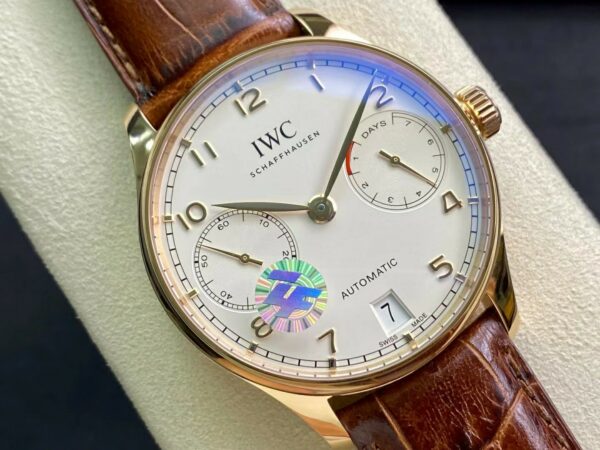 IWC Portuguese Real PR RG IW500113  ZF Factory 1:1 Best Edition White Dial on Brown Leather Strap A52010 V5 - Best Replica Watches Store For Sale!