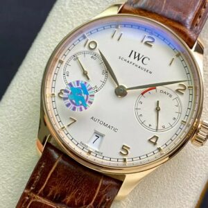 IWC Portuguese Real PR RG IW500113  ZF Factory 1:1 Best Edition White Dial on Brown Leather Strap A52010 V5 - Best Replica Watches Store For Sale!