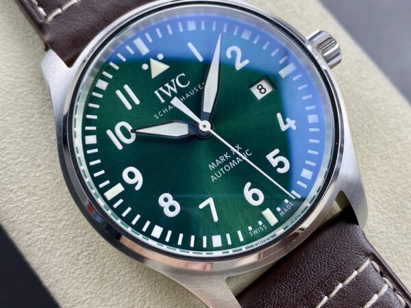 IWC Mark Mark XX IW328205 SS M+ Factory 1:1 Best Edition Green Dial on Brown Leather Strap A35111 - Best Replica Watches Store For Sale!
