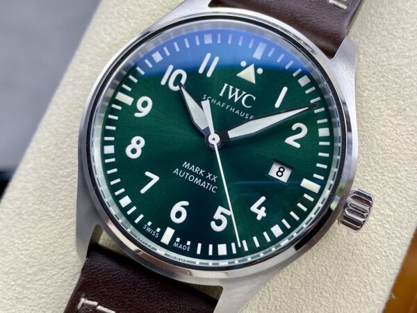 IWC Mark Mark XX IW328205 SS M+ Factory 1:1 Best Edition Green Dial on Brown Leather Strap A35111 - Best Replica Watches Store For Sale!