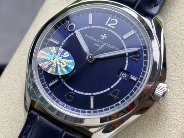 Vacheron Constantin Fiftysix SS 40mm MKS Factory 1:1 Best Edition Blue Dial on Blue Leather Strap - Best Replica Watches Store For Sale!