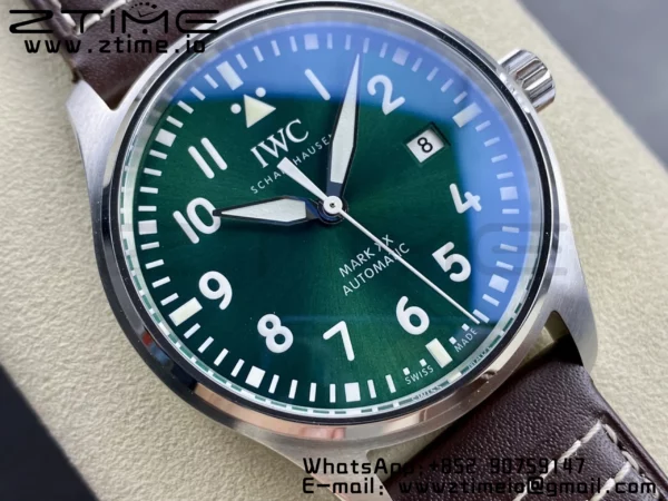 IWC Mark Mark XX IW328205 SS M+ Factory 1:1 Best Edition Green Dial on Brown Leather Strap A35111 - Best Replica Watches Store For Sale!