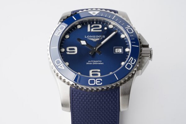 Longines Conquest L3.781.4.96.9 Blue Ceramic Bezel SS  ZF Factory 1:1 Best Edition Blue Dial on Blue Rubber Strap A2824 - Best Replica Watches Store For Sale!