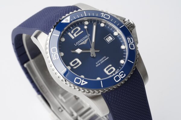Longines Conquest L3.781.4.96.9 Blue Ceramic Bezel SS  ZF Factory 1:1 Best Edition Blue Dial on Blue Rubber Strap A2824 - Best Replica Watches Store For Sale!