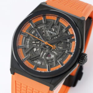 ZENITH Defy Classic  PVD LF Factory 1:1 Best Edition Skeleton Orange Dial on Orange Rubber Strap A2892 V2 - Best Replica Watches Store For Sale!