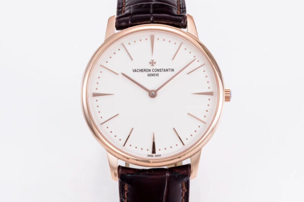 VC Patrimony 81180/000R-9159 RG Mks Factory 1:1 Best Edition White Dial on Brown Leather MIYOTA 9039 - Best Replica Watches Store For Sale!