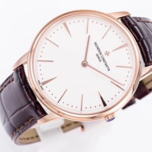 VC Patrimony 81180/000R-9159 RG Mks Factory 1:1 Best Edition White Dial on Brown Leather MIYOTA 9039 - Best Replica Watches Store For Sale!