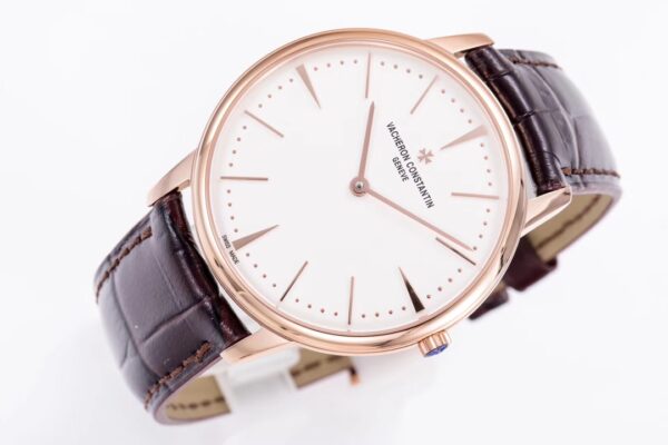 VC Patrimony 81180/000R-9159 RG Mks Factory 1:1 Best Edition White Dial on Brown Leather MIYOTA 9039 - Best Replica Watches Store For Sale!
