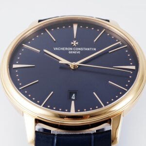 VC Patrimony Date 85180/000R-9166 RG  PPF Factory 1:1 Best Edition Blue Dial on Blue Leather Strap MIYOTA 9015 - Best Replica Watches Store For Sale!