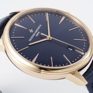 VC Patrimony Date 85180/000R-9166 RG  PPF Factory 1:1 Best Edition Blue Dial on Blue Leather Strap MIYOTA 9015 - Best Replica Watches Store For Sale!