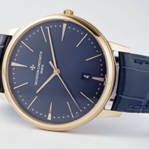 VC Patrimony Date 85180/000R-9166 RG  PPF Factory 1:1 Best Edition Blue Dial on Blue Leather Strap MIYOTA 9015 - Best Replica Watches Store For Sale!