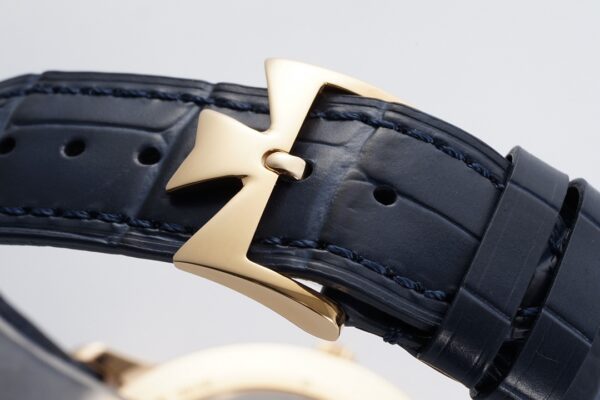 VC Patrimony Date 85180/000R-9166 RG  PPF Factory 1:1 Best Edition Blue Dial on Blue Leather Strap MIYOTA 9015 - Best Replica Watches Store For Sale!