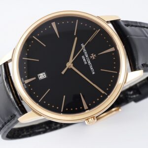 VC Patrimony Date 85180/000R-9232 RG  PPF Factory 1:1 Best Edition Black Dial on Black Leather Strap MIYOTA 9015 - Best Replica Watches Store For Sale!
