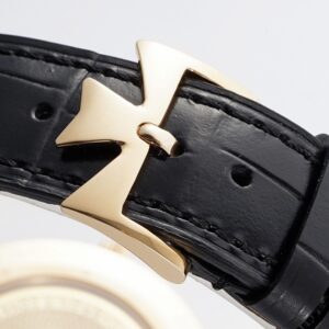 VC Patrimony Date 85180/000R-9232 RG  PPF Factory 1:1 Best Edition Black Dial on Black Leather Strap MIYOTA 9015 - Best Replica Watches Store For Sale!