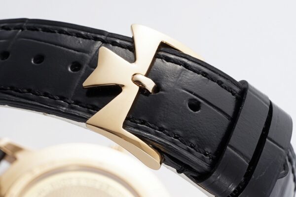 VC Patrimony Date 85180/000R-9232 RG  PPF Factory 1:1 Best Edition Black Dial on Black Leather Strap MIYOTA 9015 - Best Replica Watches Store For Sale!