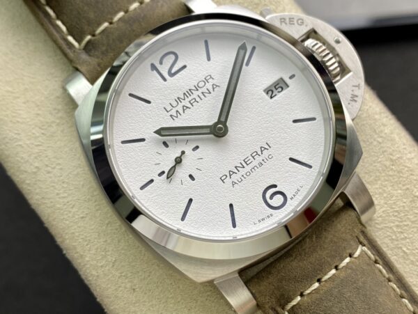 Panerai PAM1394 Luminor Marina 42mm VS Factory1:1 Best Edition White Dial on Brown Asso Strap P.9010 - Best Replica Watches Store For Sale!