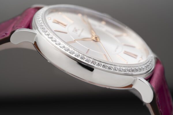 IWC Portofino Automatic 37mm IW458112 SS V7 Factory 1:1 Best Edition White Dial Diamonds Bezel on Pink Leather Strap A2892 - Best Replica Watches Store For Sale!