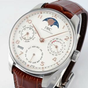 IWC Portugieser Perpetual Calendar IW503307 SS  APS Factory 1:1 Best Edition White Dial on Brown Leather Strap A52610 Clone - Best Replica Watches Store For Sale!