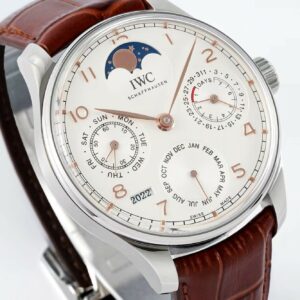 IWC Portugieser Perpetual Calendar IW503307 SS  APS Factory 1:1 Best Edition White Dial on Brown Leather Strap A52610 Clone - Best Replica Watches Store For Sale!
