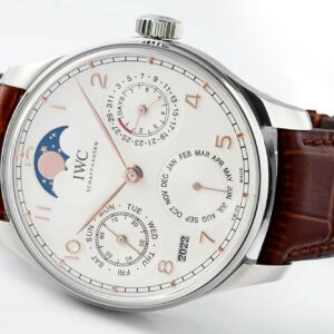 IWC Portugieser Perpetual Calendar IW503307 SS  APS Factory 1:1 Best Edition White Dial on Brown Leather Strap A52610 Clone - Best Replica Watches Store For Sale!
