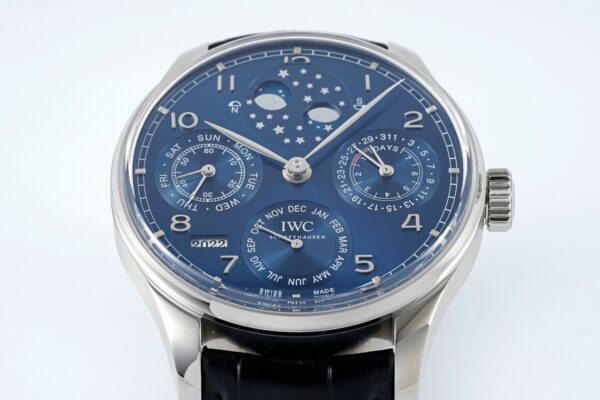 IWC Portugieser Perpetual Calendar IW503401 SS  APS Factory 1:1 Best Edition Blue Dial on Black Leather Strap A52610 Clone - Best Replica Watches Store For Sale!