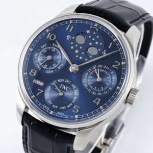 IWC Portugieser Perpetual Calendar IW503401 SS  APS Factory 1:1 Best Edition Blue Dial on Black Leather Strap A52610 Clone - Best Replica Watches Store For Sale!