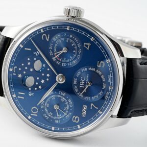 IWC Portugieser Perpetual Calendar IW503401 SS  APS Factory 1:1 Best Edition Blue Dial on Black Leather Strap A52610 Clone - Best Replica Watches Store For Sale!