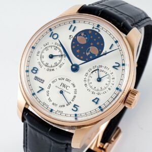 IWC Portugieser Perpetual Calendar IW503302 RG APS Factory 1:1 Best Edition White Dial on Black Leather Strap A52610 Clone - Best Replica Watches Store For Sale!