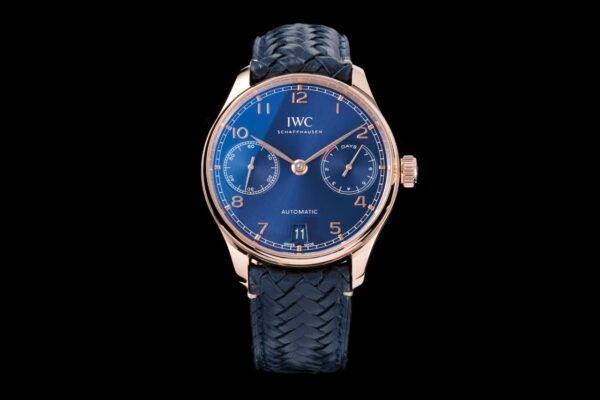 IWC Portuguese Real PR IW500713 AZ Factory 1:1 Best Edition Blue Dial on Blue Woven Leather Strap A52010 - Best Replica Watches Store For Sale!