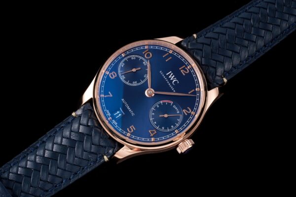 IWC Portuguese Real PR IW500713 AZ Factory 1:1 Best Edition Blue Dial on Blue Woven Leather Strap A52010 - Best Replica Watches Store For Sale!