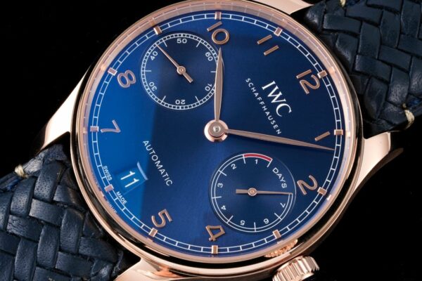 IWC Portuguese Real PR IW500713 AZ Factory 1:1 Best Edition Blue Dial on Blue Woven Leather Strap A52010 - Best Replica Watches Store For Sale!