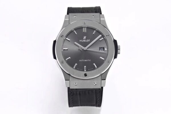 HUBLOT Classic Fusion 45mm 511.NX.7071.LR Titanium WWF Factory 1:1 Best Edition Gray Dial on Gray Gummy Strap A2892 - Best Replica Watches Store For Sale!
