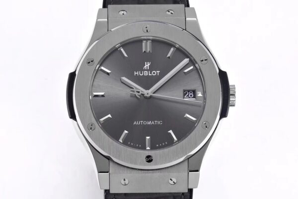 HUBLOT Classic Fusion 45mm 511.NX.7071.LR Titanium WWF Factory 1:1 Best Edition Gray Dial on Gray Gummy Strap A2892 - Best Replica Watches Store For Sale!