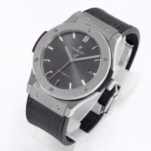 HUBLOT Classic Fusion 45mm 511.NX.7071.LR Titanium WWF Factory 1:1 Best Edition Gray Dial on Gray Gummy Strap A2892 - Best Replica Watches Store For Sale!
