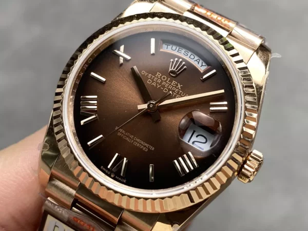Rolex DayDate RG 128235-0075 36mm QF Factory 1:1 Best Edition Brown Roman Dial (Gain Weight) - Best Replica Watches Store For Sale!