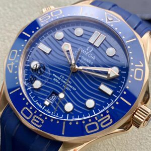 OMEGA 2018 Seamaster Diver 300M RG Blue Ceramic VS Factory 1:1 Best Edition Blue Dial on Blue Rubber Strap A880 - Best Replica Watches Store For Sale!
