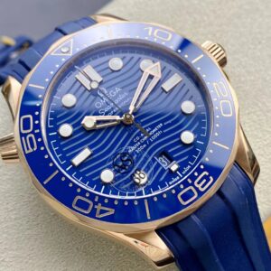 OMEGA 2018 Seamaster Diver 300M RG Blue Ceramic VS Factory 1:1 Best Edition Blue Dial on Blue Rubber Strap A880 - Best Replica Watches Store For Sale!