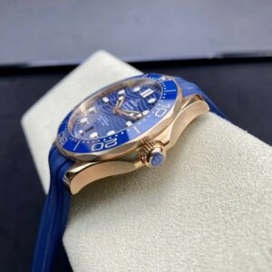 OMEGA 2018 Seamaster Diver 300M RG Blue Ceramic VS Factory 1:1 Best Edition Blue Dial on Blue Rubber Strap A880 - Best Replica Watches Store For Sale!