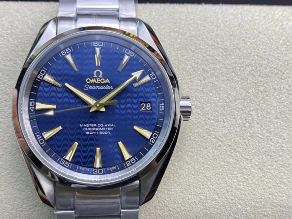 OMEGA Aqua Terra 150M SS VS Factory 1:1 Best Edition Blue Wave Textured Dial YG Hand - Best Replica Watches Store For Sale!