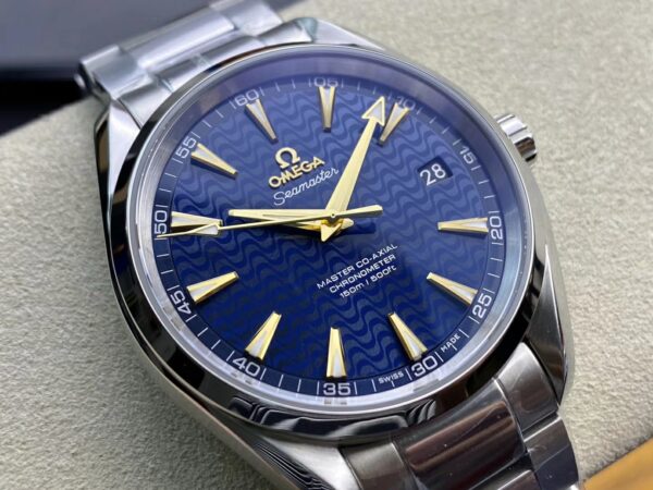 OMEGA Aqua Terra 150M SS VS Factory 1:1 Best Edition Blue Wave Textured Dial YG Hand - Best Replica Watches Store For Sale!