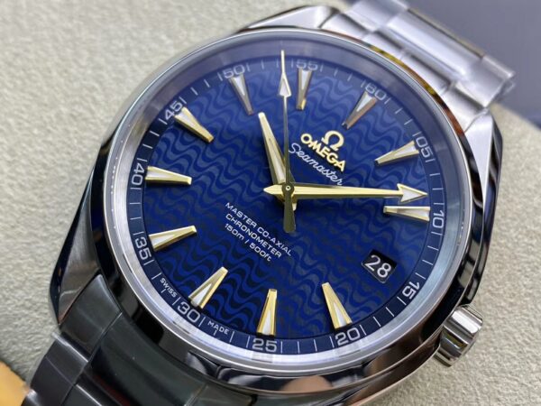 OMEGA Aqua Terra 150M SS VS Factory 1:1 Best Edition Blue Wave Textured Dial YG Hand - Best Replica Watches Store For Sale!